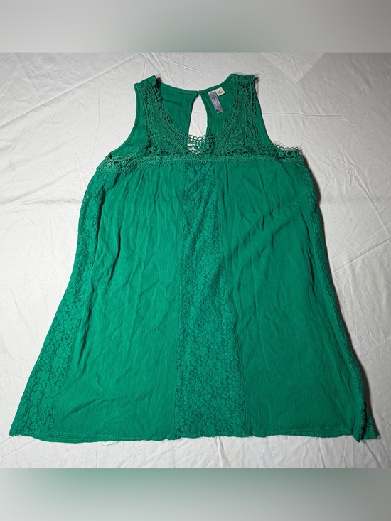 Alya Tops - Alya Green Lace Sleeveless Boho Top - Size L